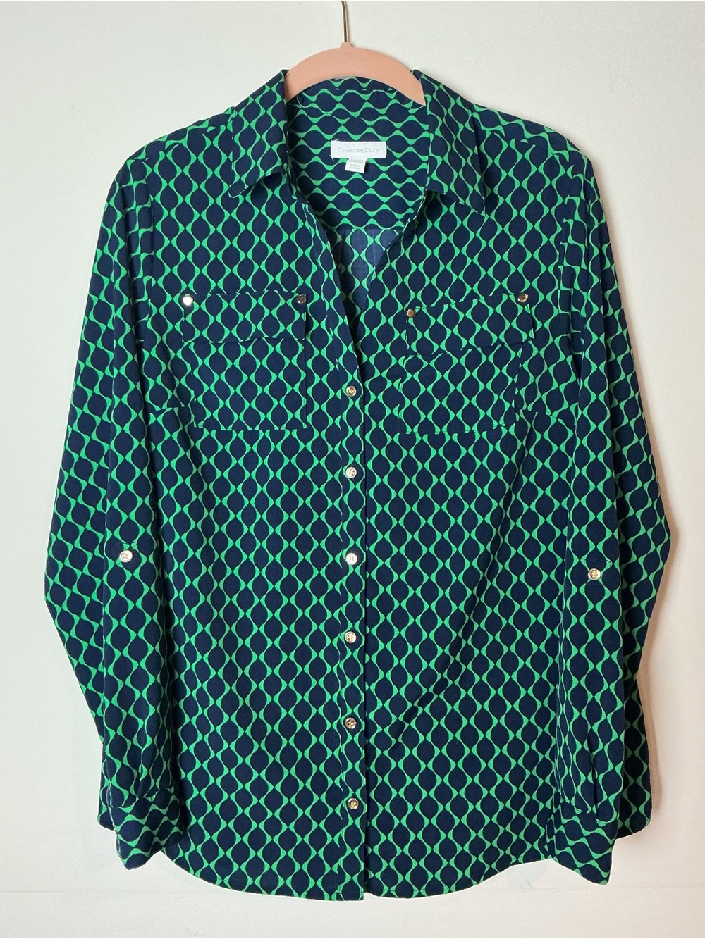 Charter Club Women’s Collared Button-Up Blouse Size S